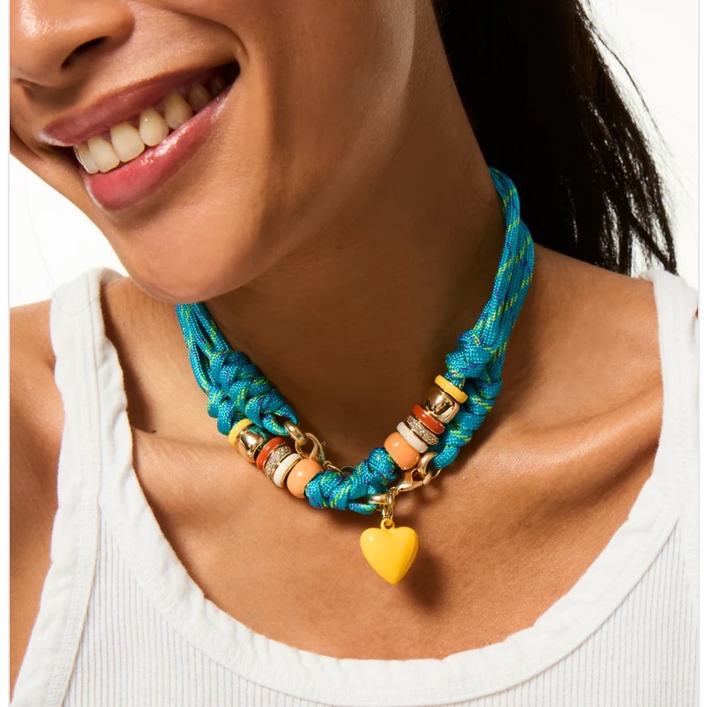 Roxanne Assoulin The Super Size Happy Cord Necklace with yellow charm firm price